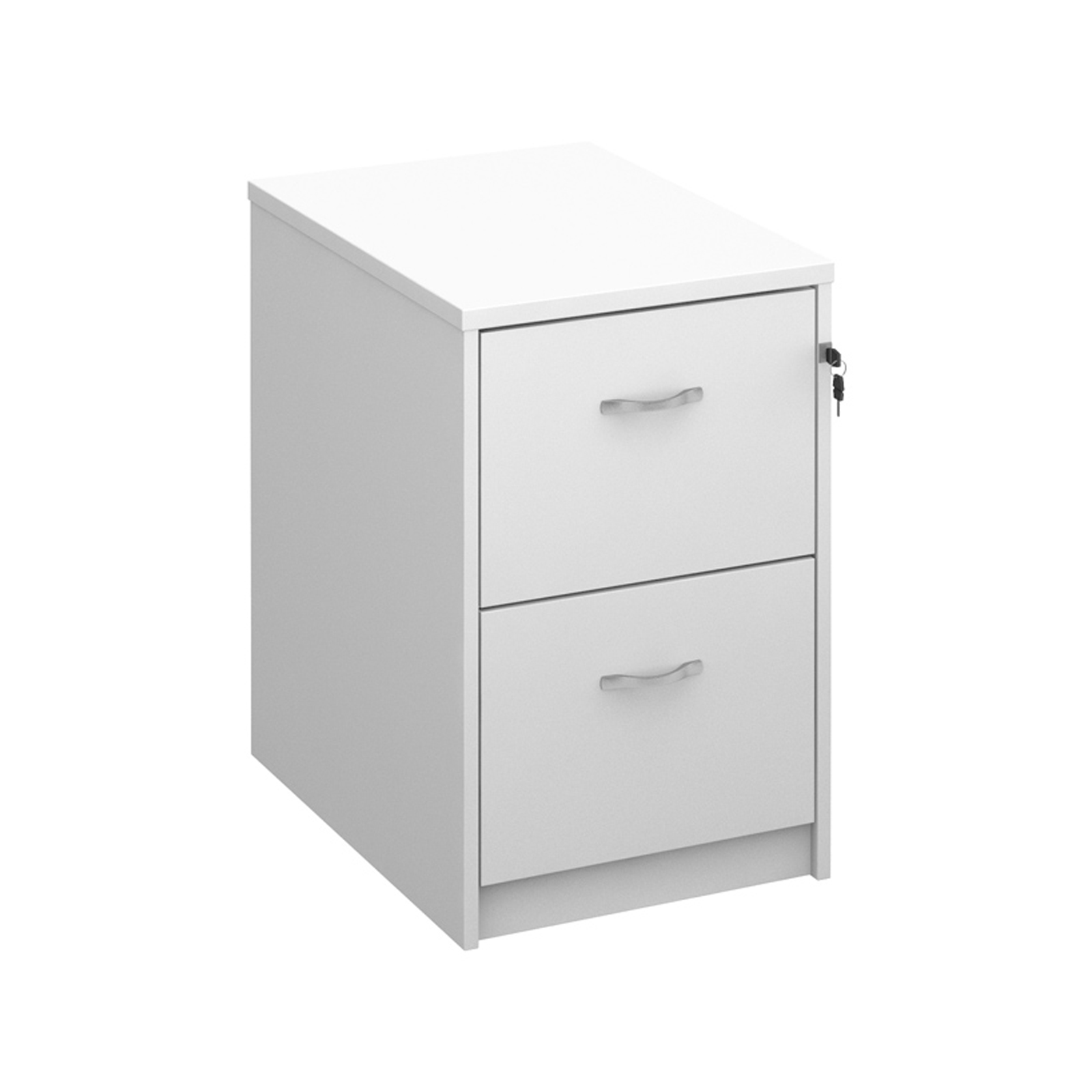 Wood Wooden 2 drawer filing cabinet with silver handles 730mm high - white