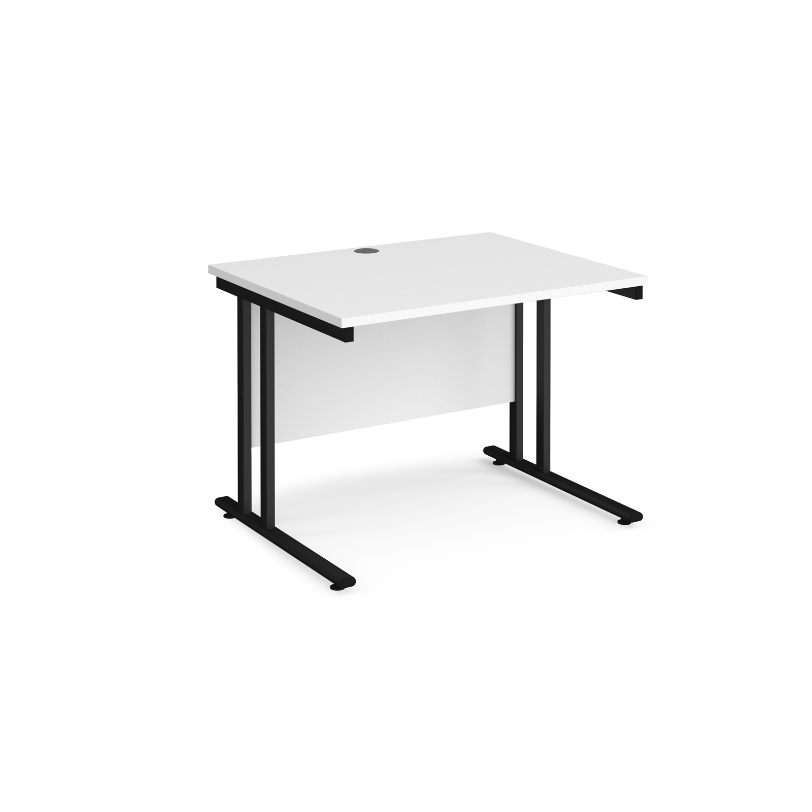 Rectangular Desks Maestro 25 straight desk 1000mm x 800mm - black cantilever leg frame, white top