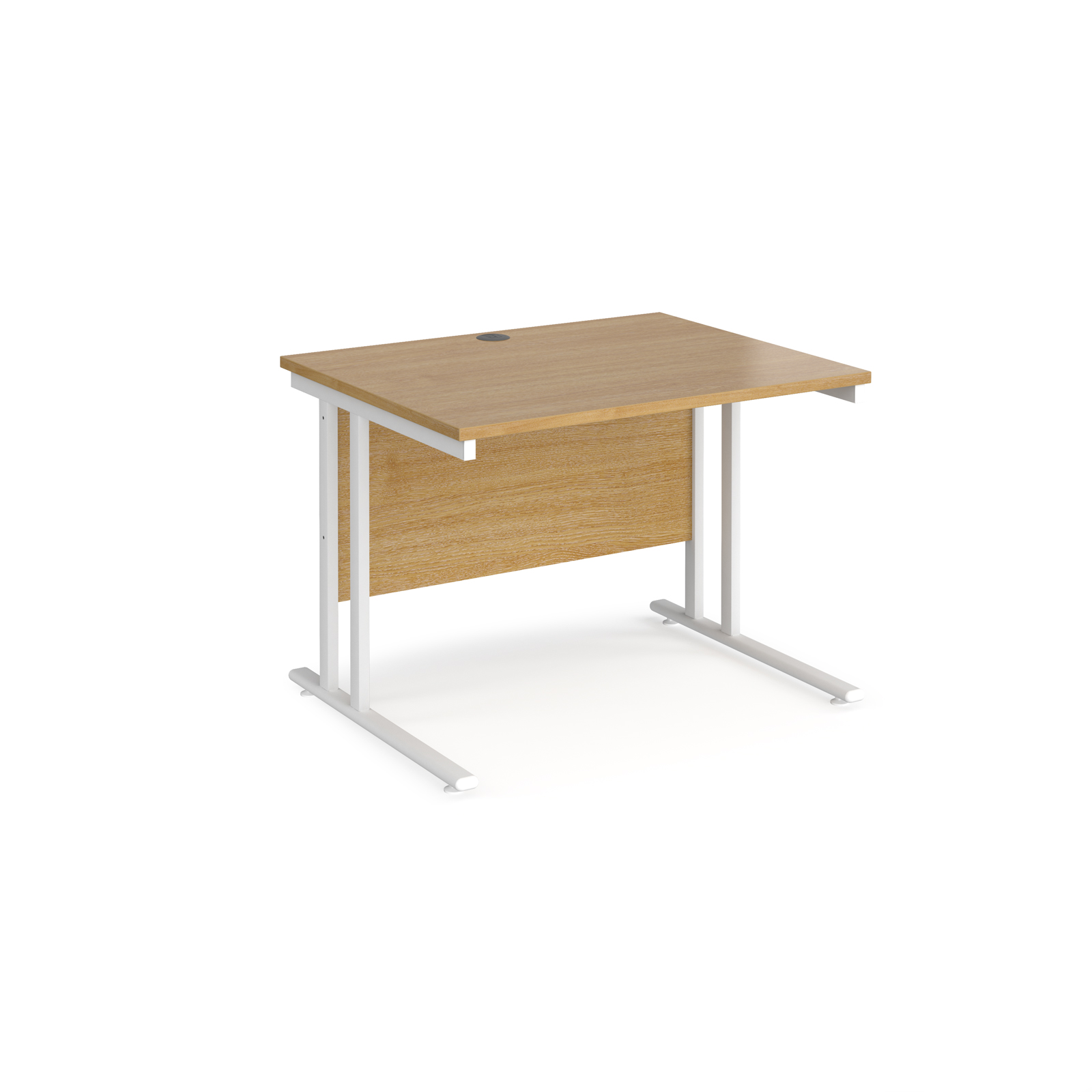 Rectangular Desks Maestro 25 straight desk 1000mm x 800mm - white cantilever leg frame, oak top