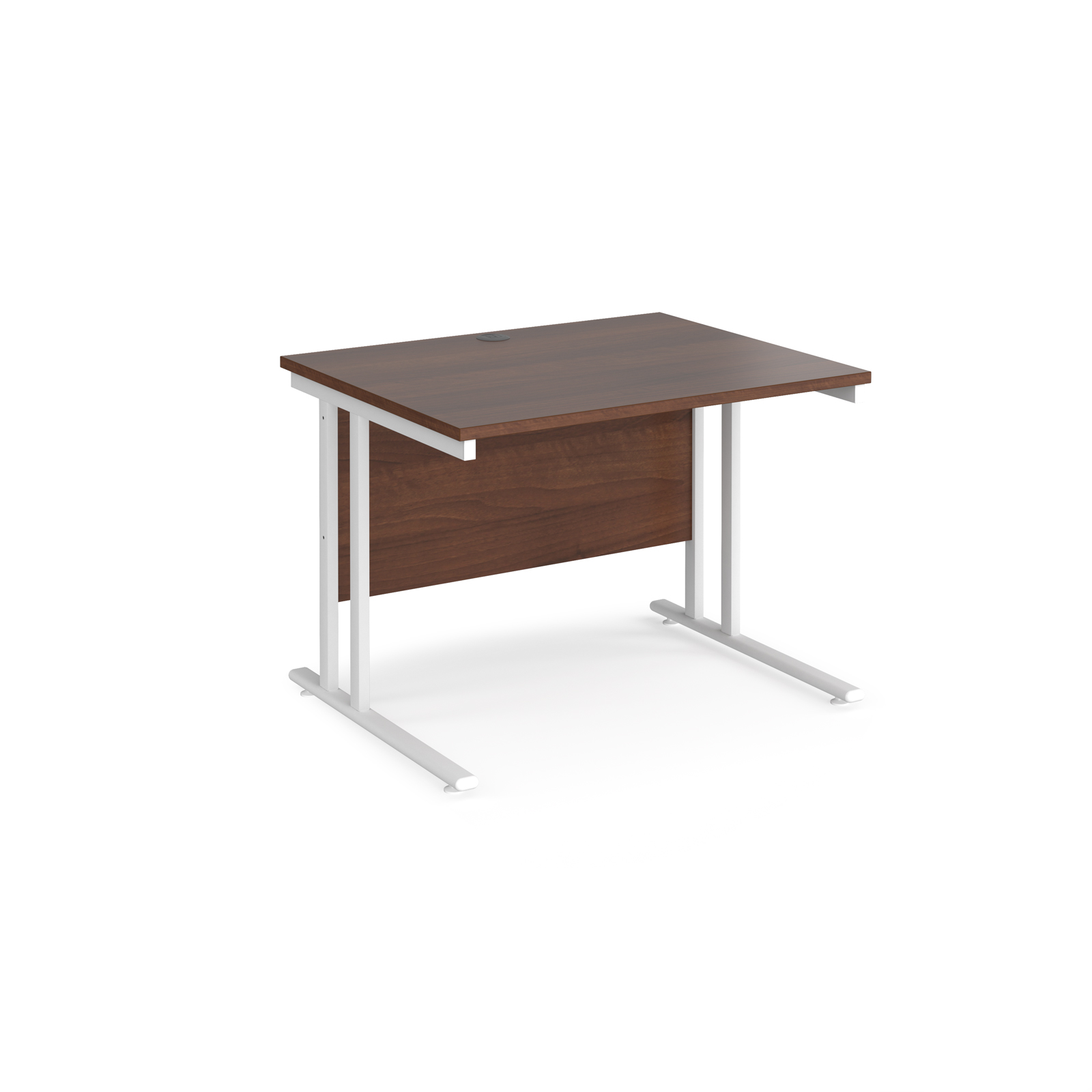 Rectangular Desks Maestro 25 straight desk 1000mm x 800mm - white cantilever leg frame, walnut top
