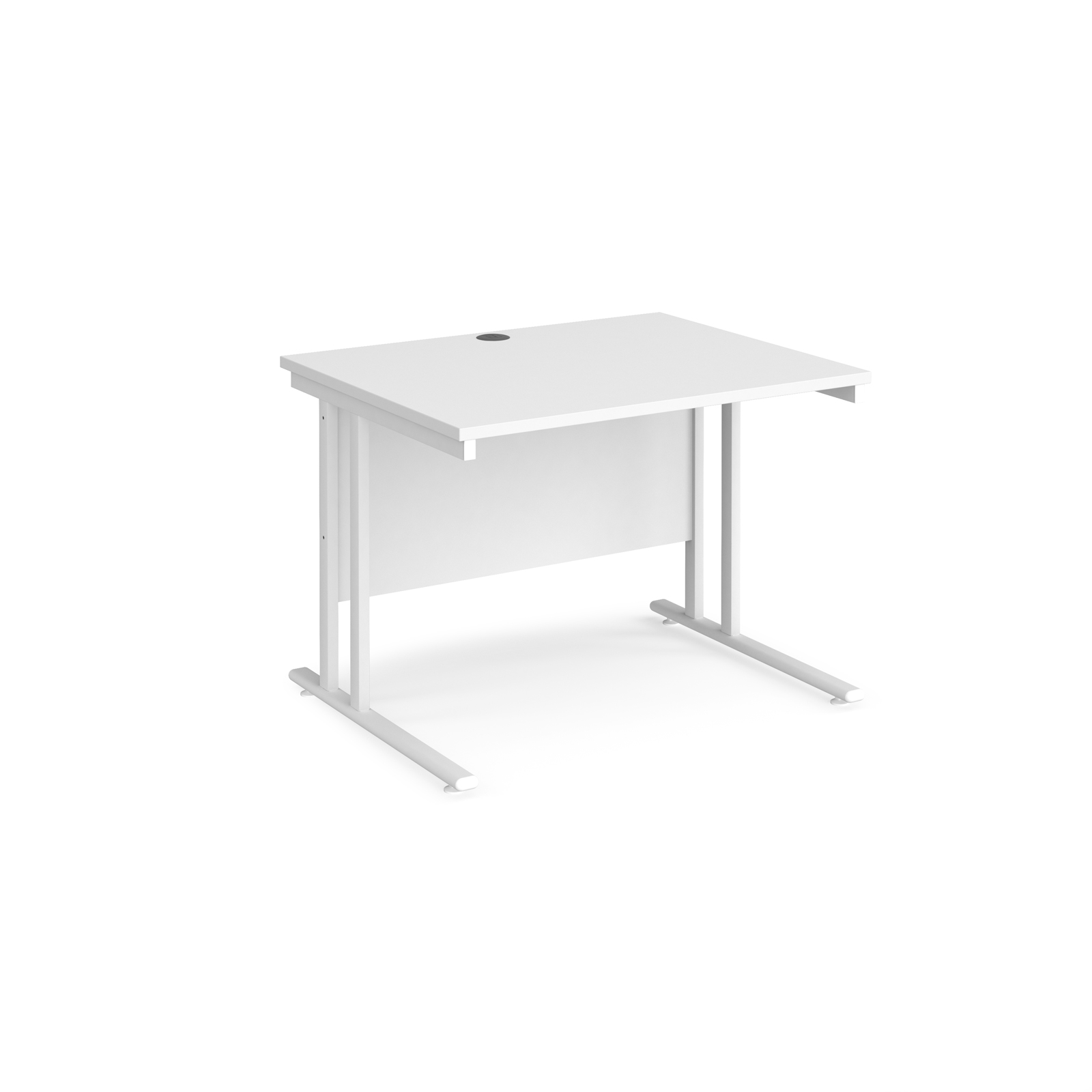 Rectangular Desks Maestro 25 straight desk 1000mm x 800mm - white cantilever leg frame, white top