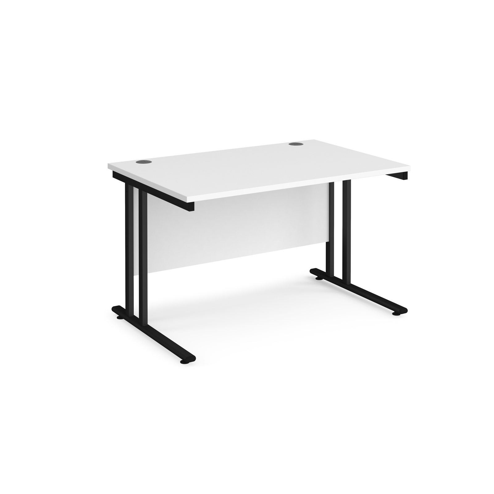 Rectangular Desks Maestro 25 straight desk 1200mm x 800mm - black cantilever leg frame, white top