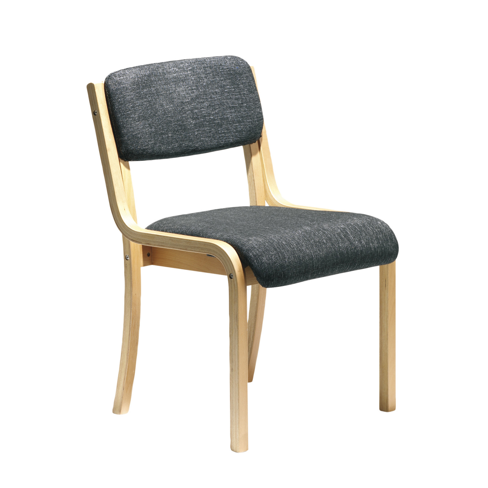 Boardroom / Meeting Prague wooden conference chair with no arms - charcoal