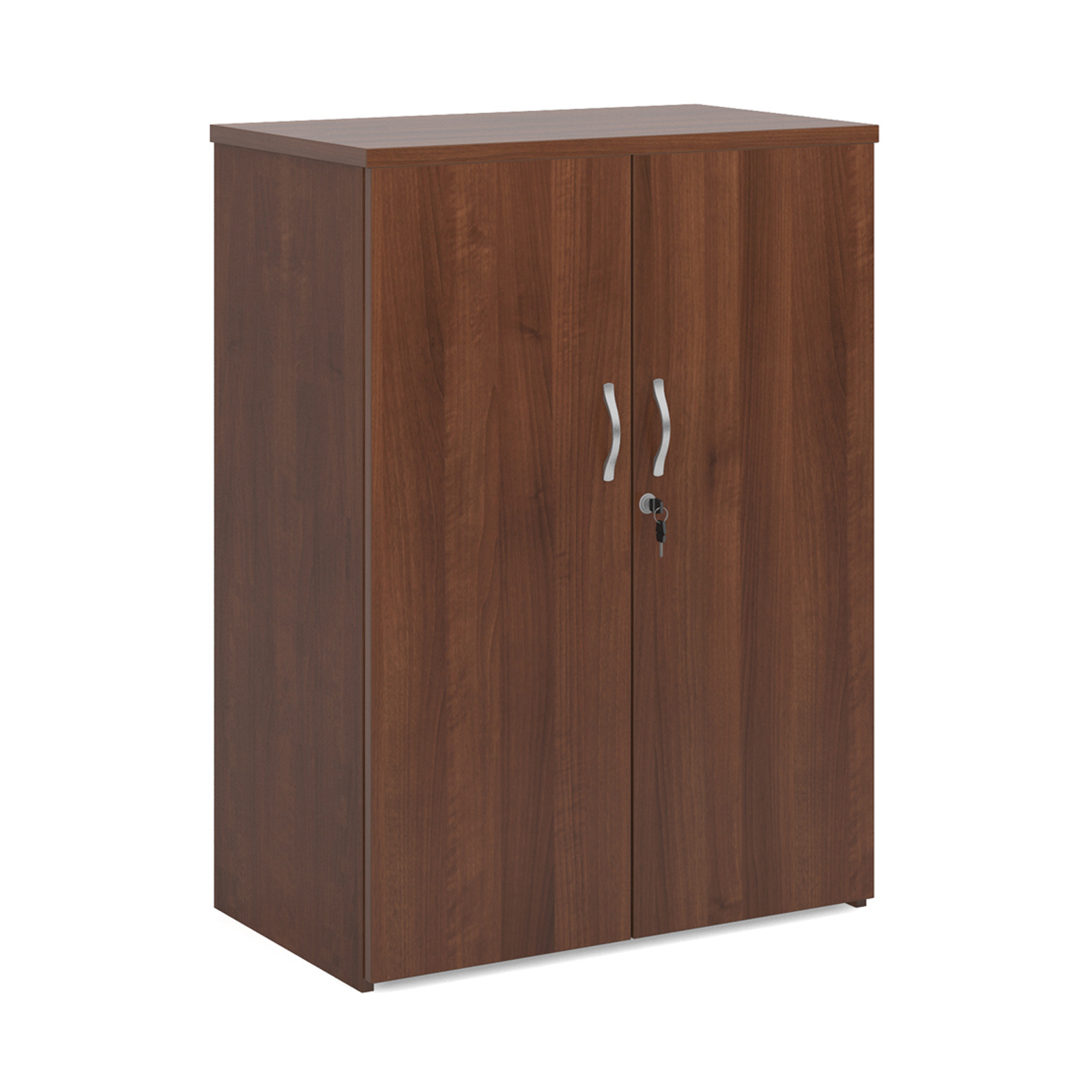 Up to 1200mm High Universal double door cupboard 1090mm high with 2 shelves - walnut