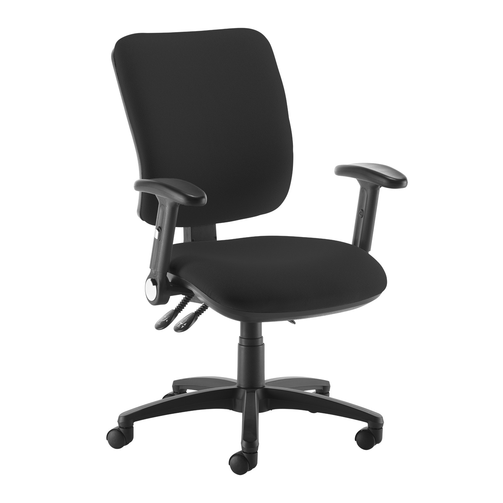 Desk Chairs Senza high back operator chair with folding arms - black
