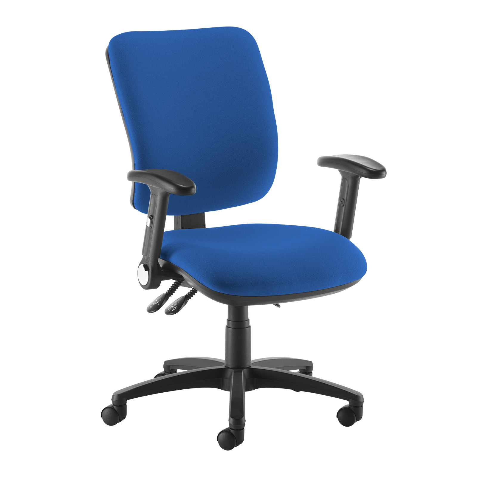 Desk Chairs Senza high back operator chair with folding arms - blue