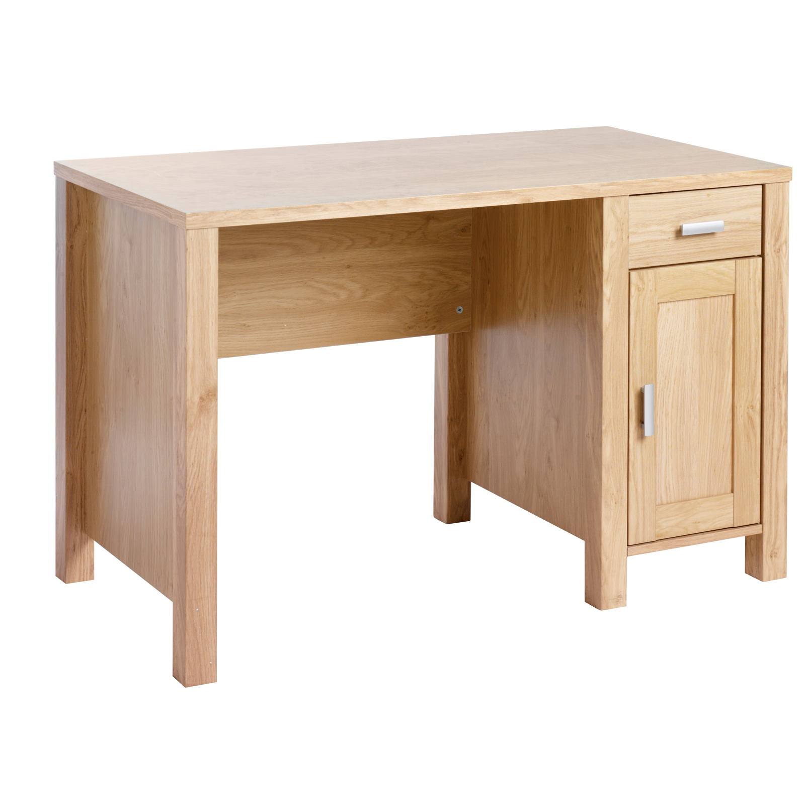 Rectangular Desks Amazon home office workstation with integrated drawer and cupboard unit - oak effect