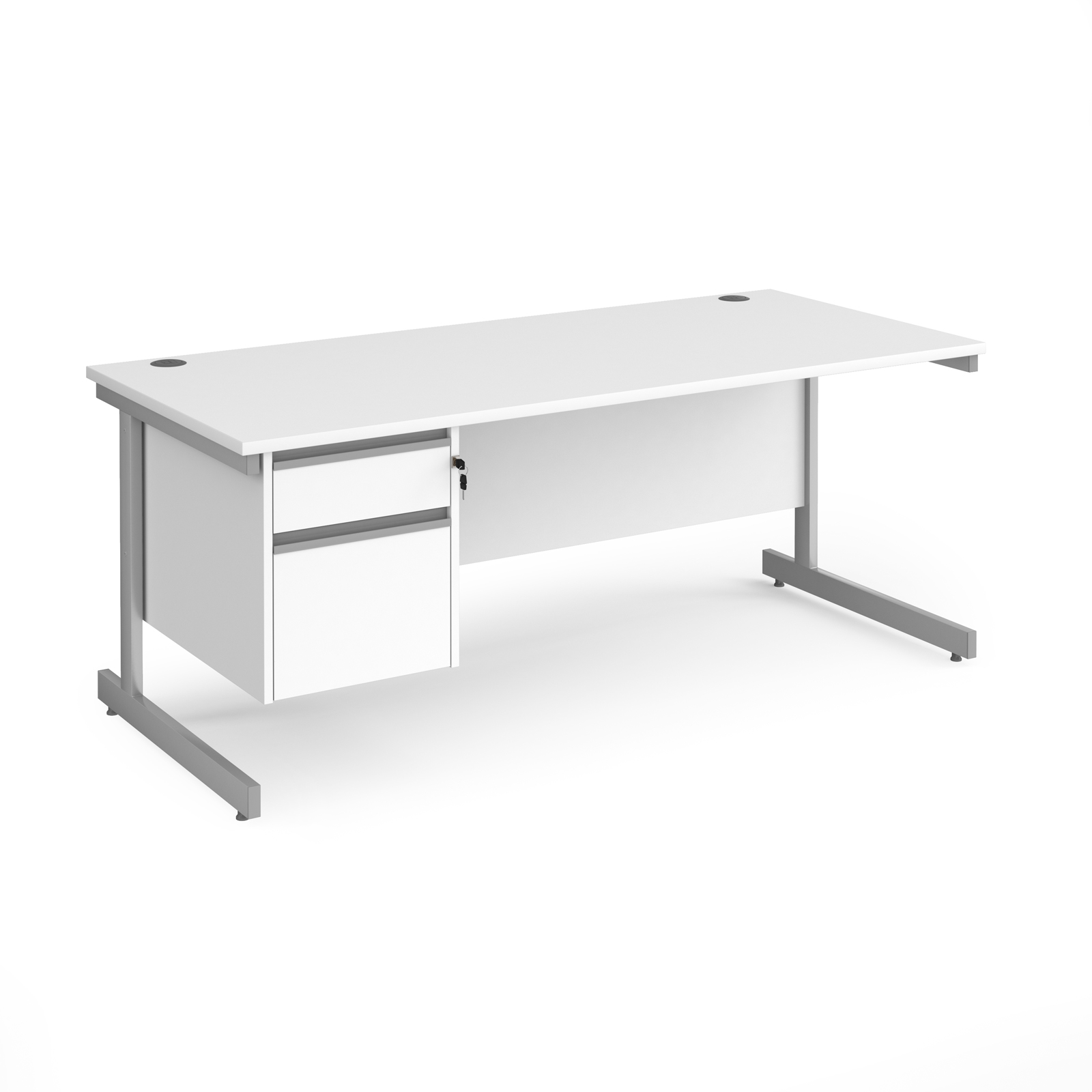 Contract 25 cantilever leg straight desk with 2 drawer pedestal