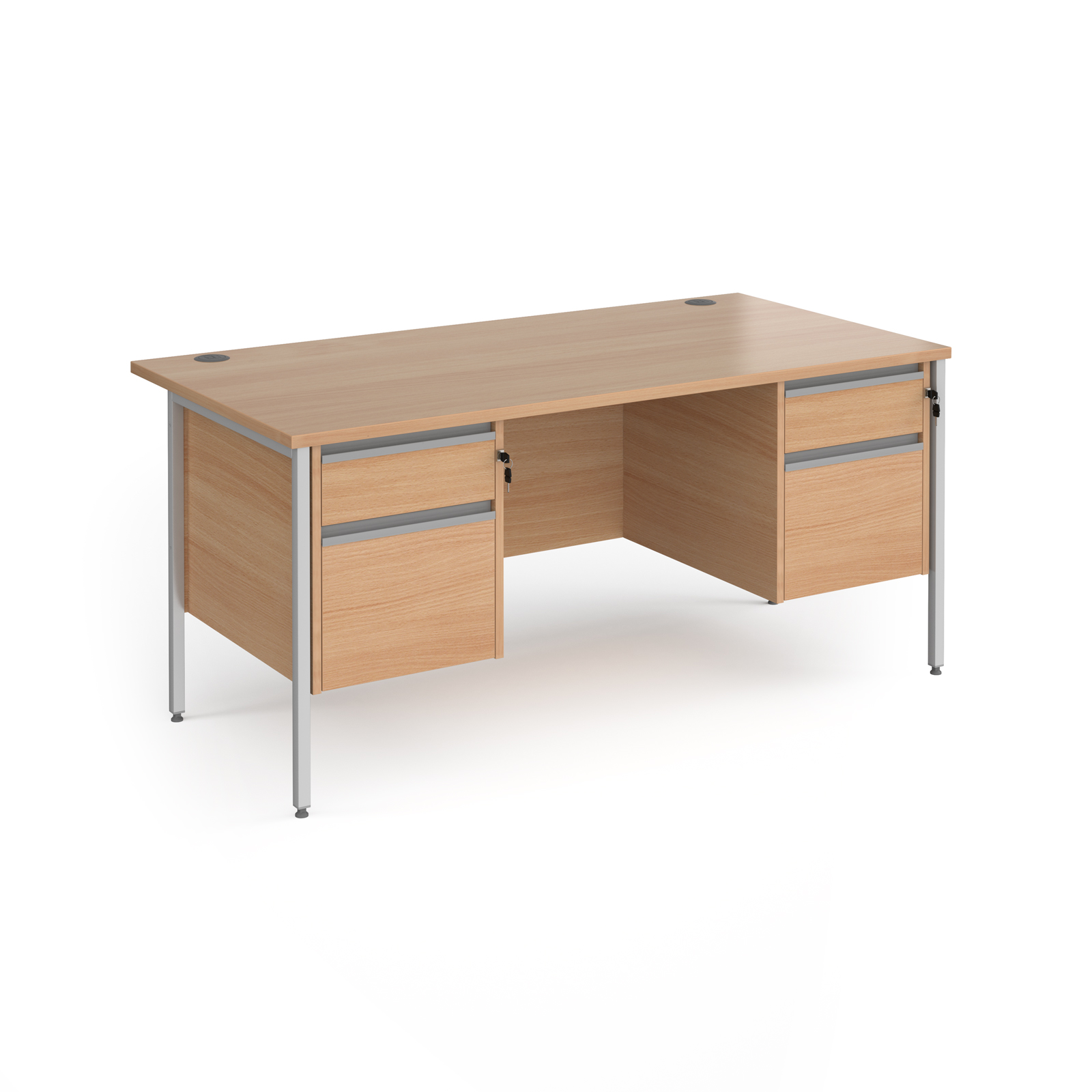 Contract 25 H-Frame straight desk with 2 and 2 drawer peds