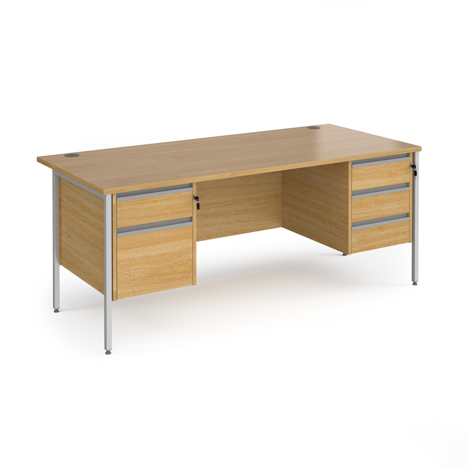 Contract 25 H-Frame straight desk with 2 and 3 drawer peds