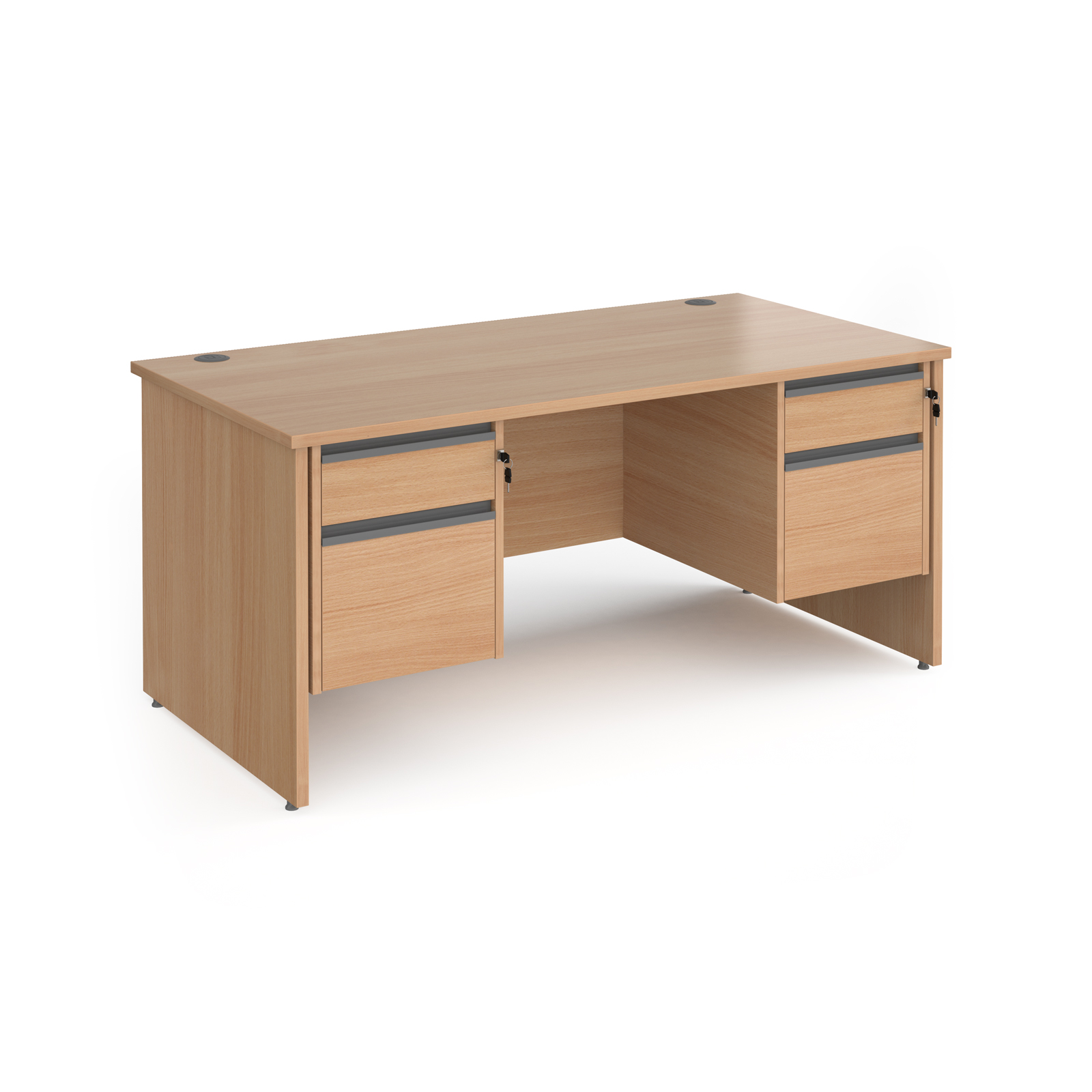 Contract 25 panel leg straight desk with 2 and 2 drawer peds