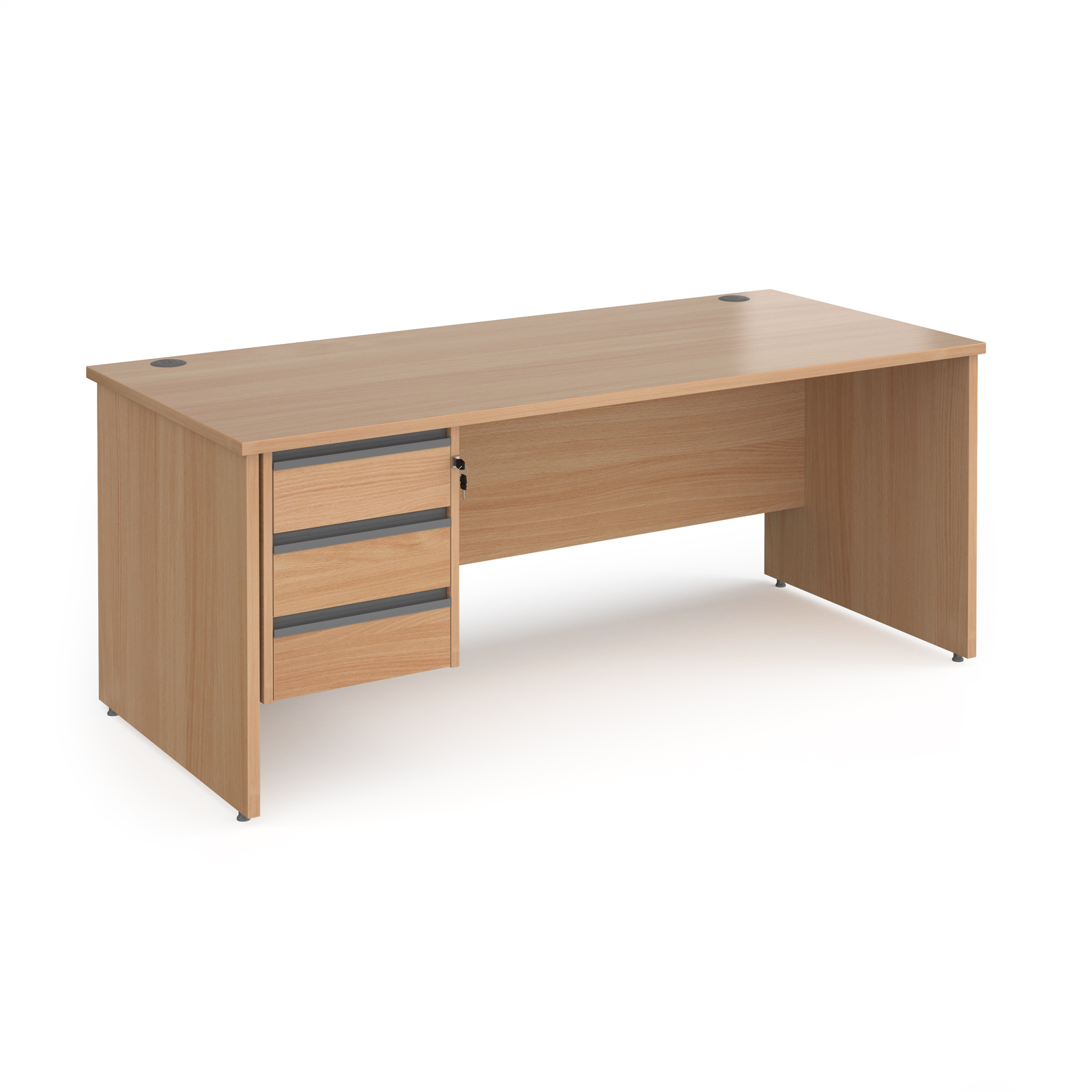 Contract 25 panel leg straight desk with 3 drawer pedestal