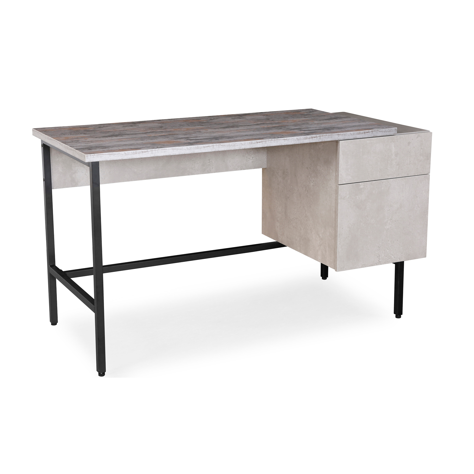 Rectangular Desks Delphi home office workstation with integrated pedestal – Concrete grey with black frame