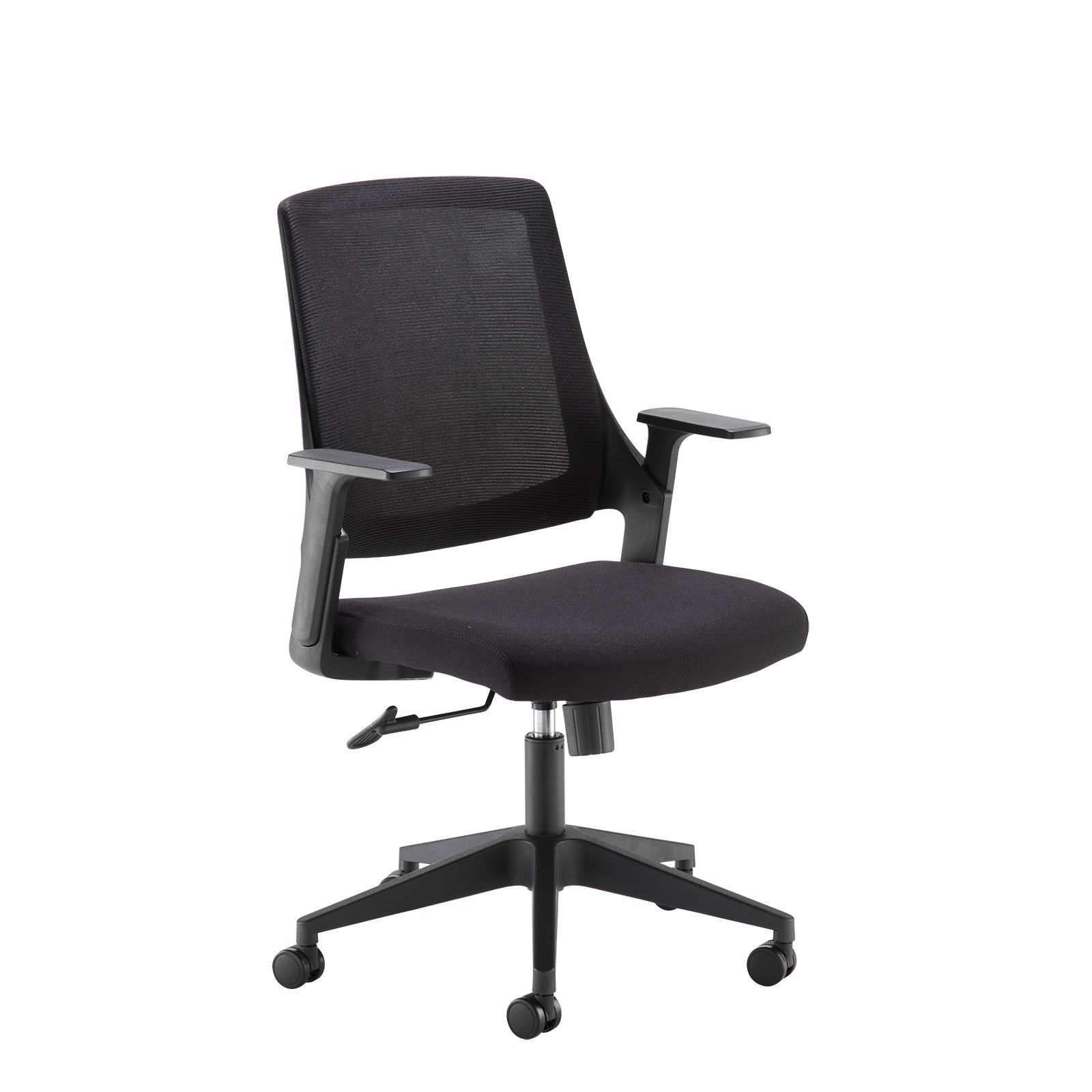 Desk Chairs Duffy black mesh back operator chair with black fabric seat and chrome/black base