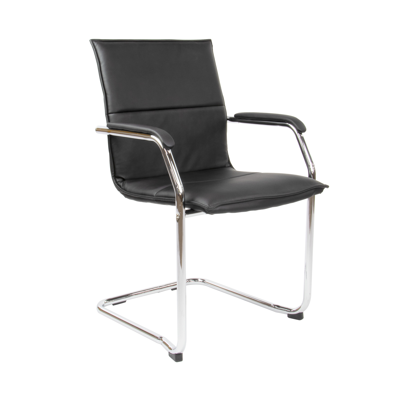 Boardroom / Meeting Essen stackable meeting room cantilever chair - black faux leather