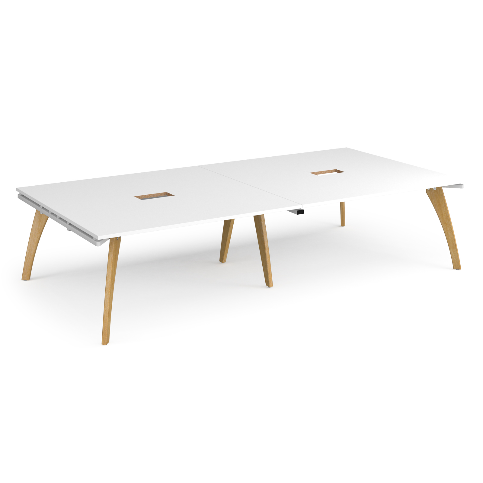 Boardroom / Meeting Fuze rectangular boardroom table 3200mm x 1600mm with 2 cutouts 272mm x 132mm - white frame, white top