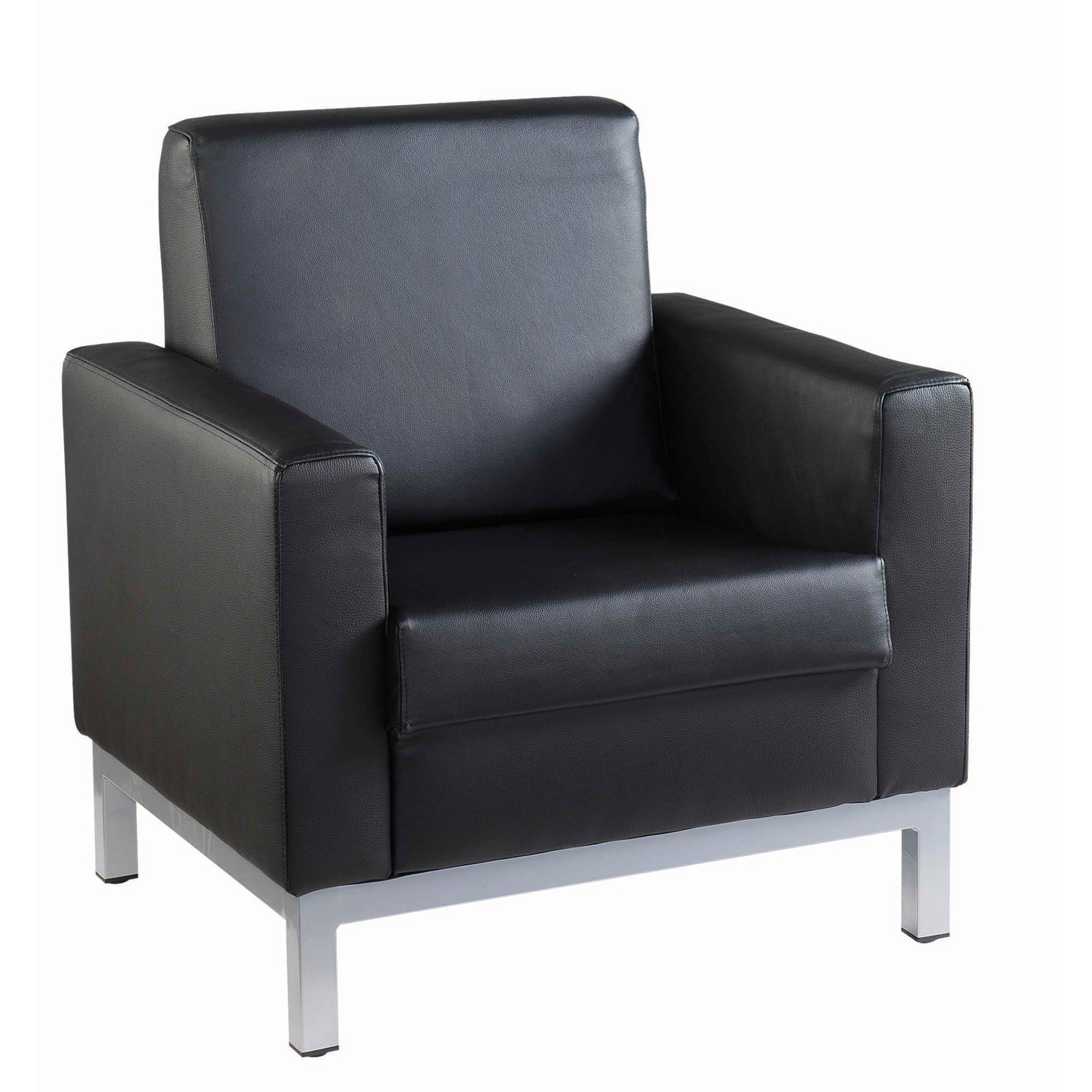 Reception Chairs Helsinki square back reception single tub chair 800mm wide - black leather faced