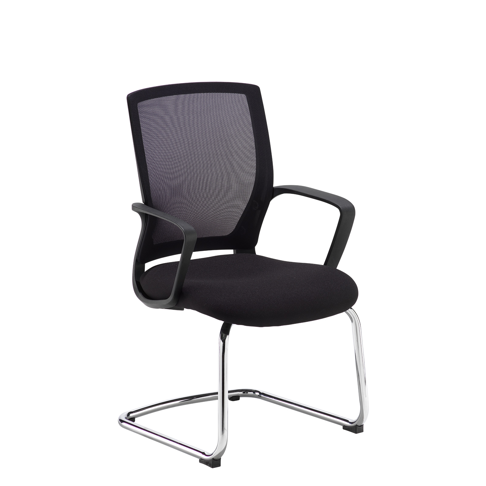 Boardroom / Meeting Jonas black mesh back visitors chair with black fabric seat and chrome cantilever frame
