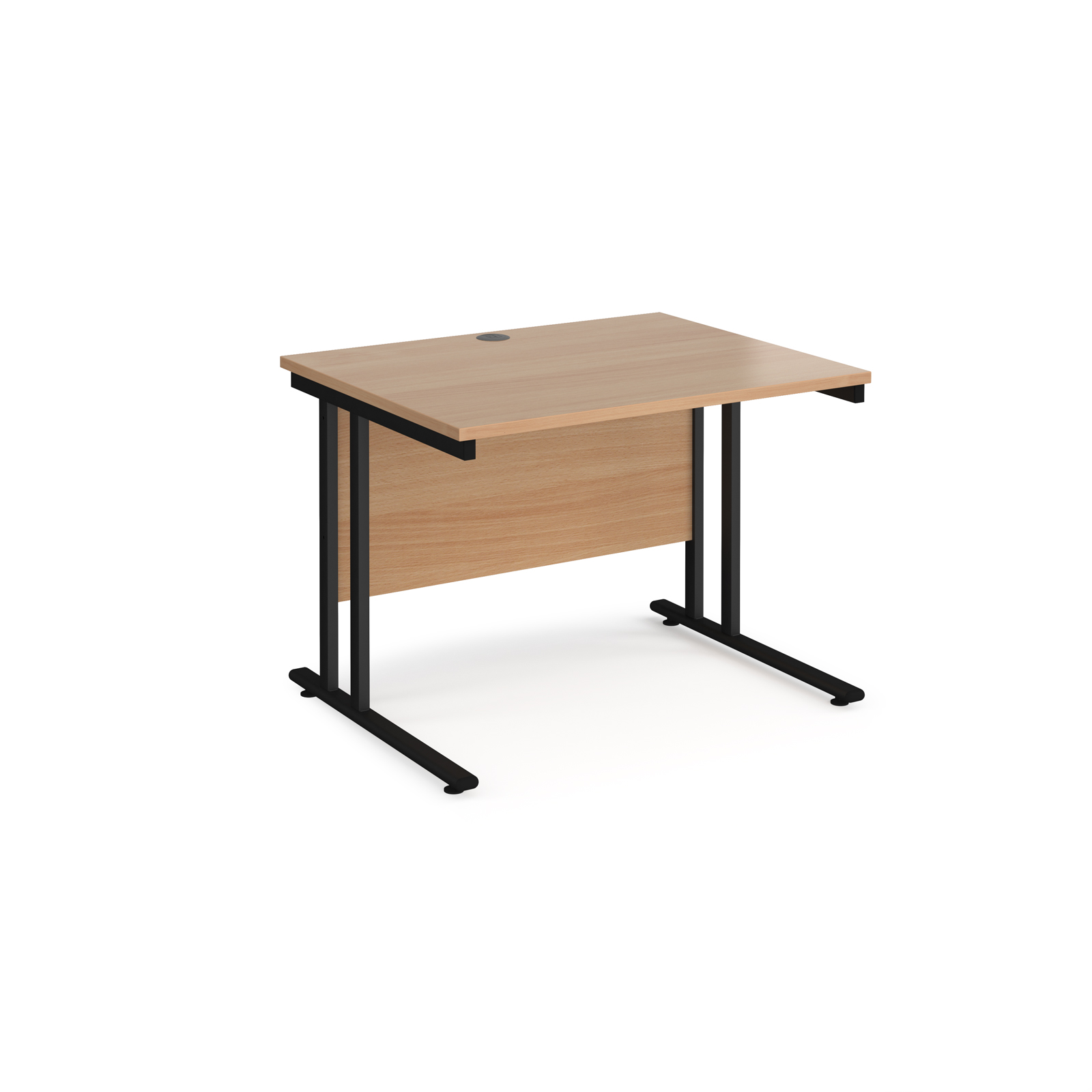 Rectangular Desks Maestro 25 straight desk 1000mm x 800mm - black cantilever leg frame, beech top