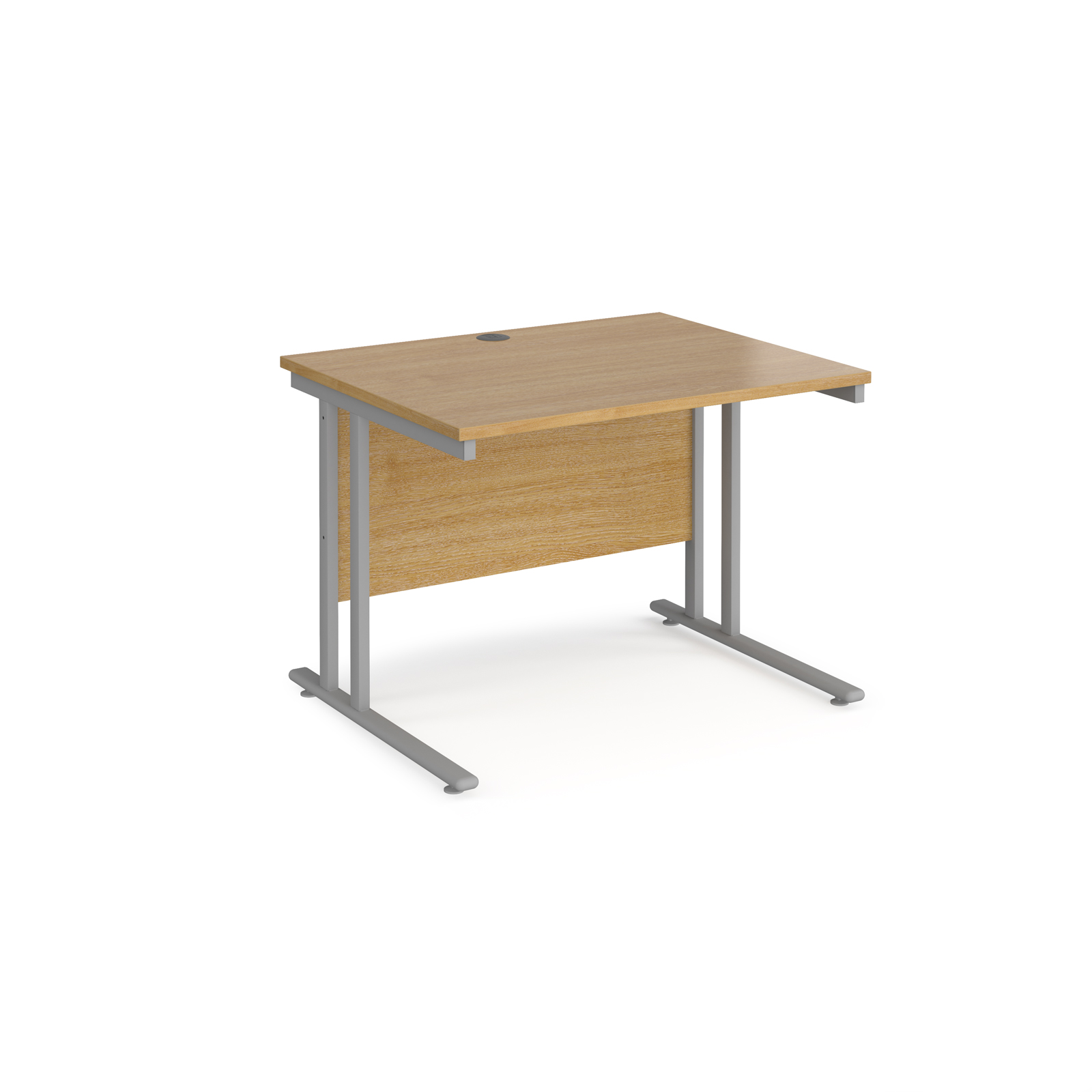 Rectangular Desks Maestro 25 straight desk 1000mm x 800mm - silver cantilever leg frame, oak top