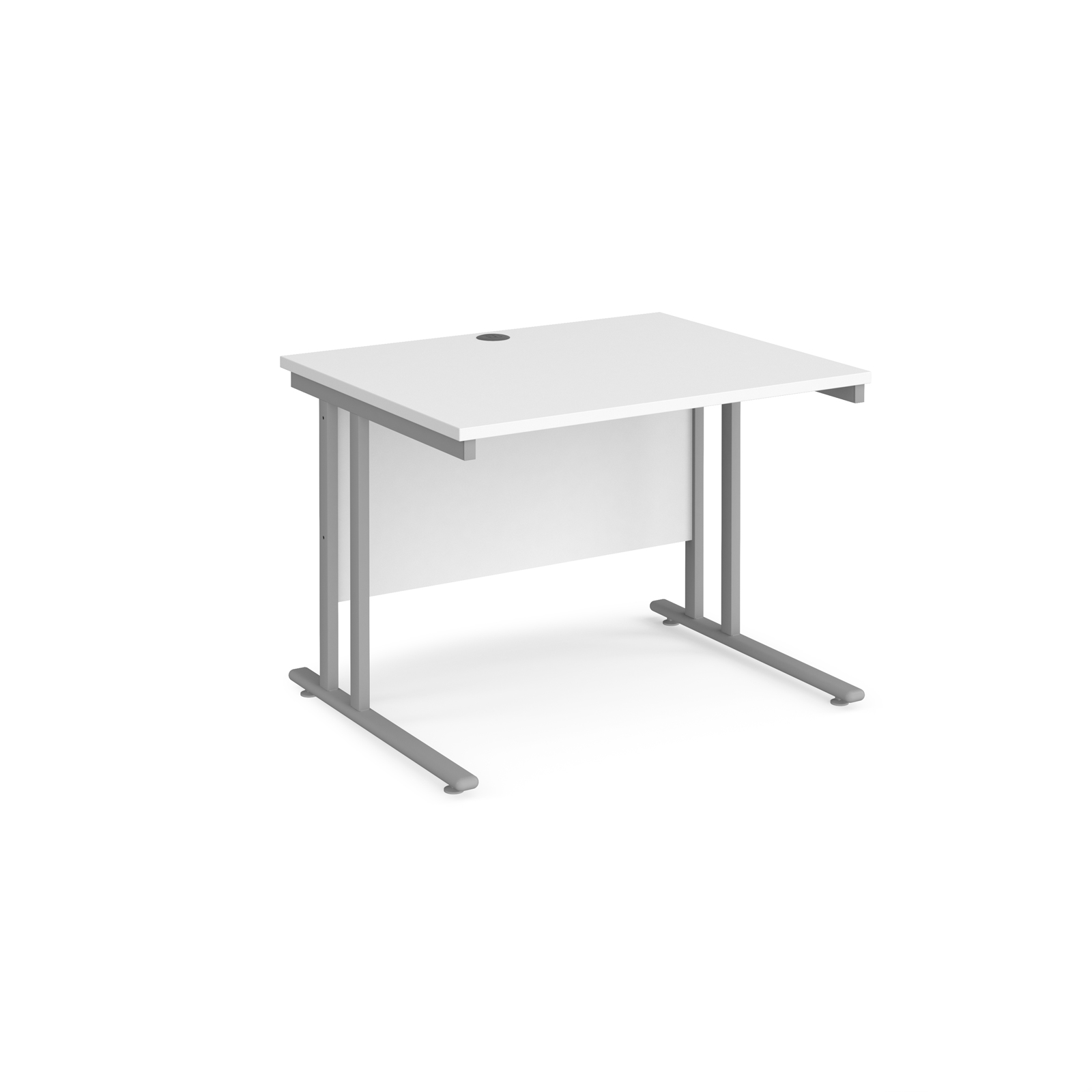 Rectangular Desks Maestro 25 straight desk 1000mm x 800mm - silver cantilever leg frame, white top