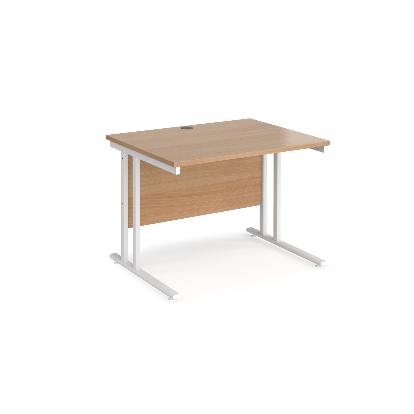 Rectangular Desks Maestro 25 straight desk 1000mm x 800mm - white cantilever leg frame, beech top