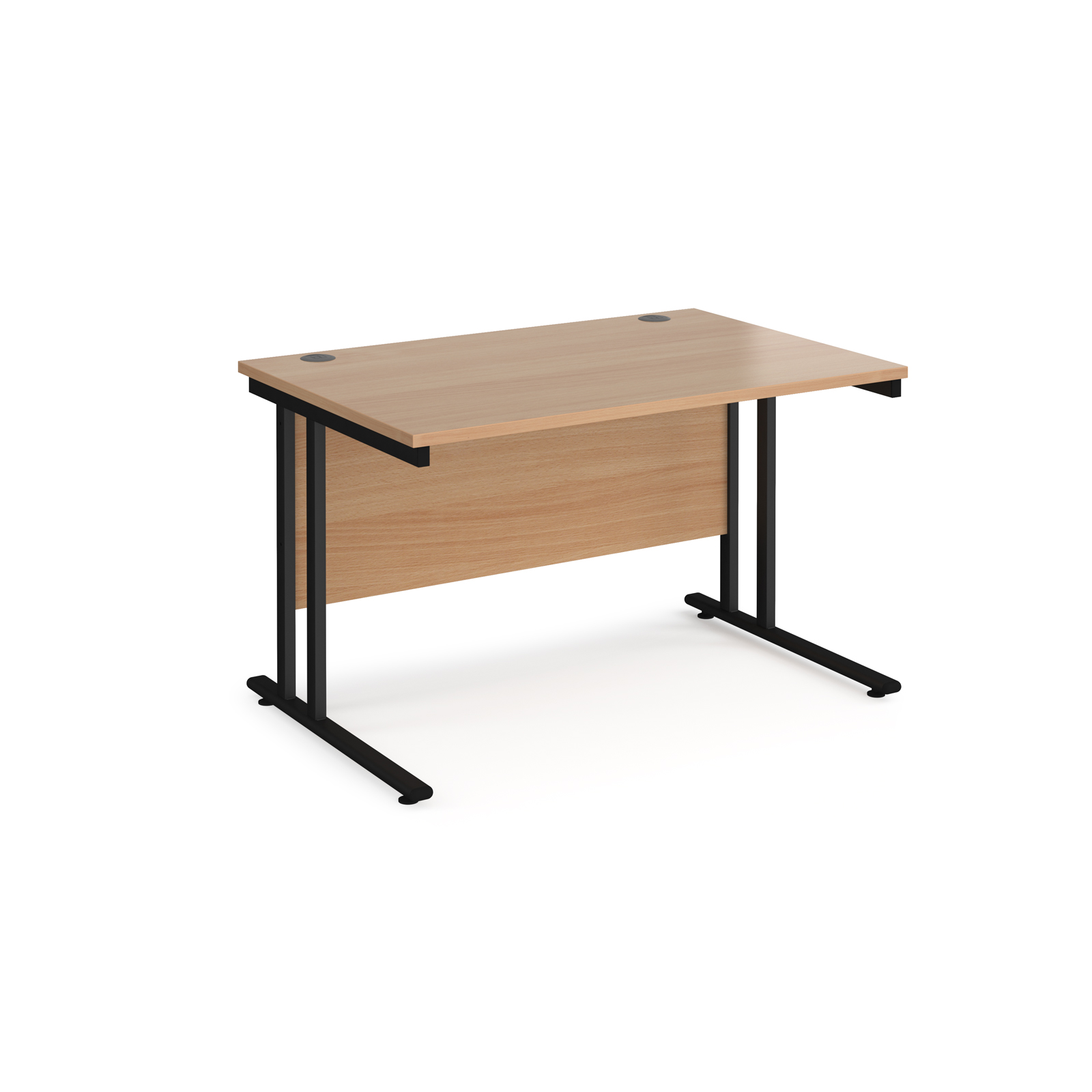Rectangular Desks Maestro 25 straight desk 1200mm x 800mm - black cantilever leg frame, beech top