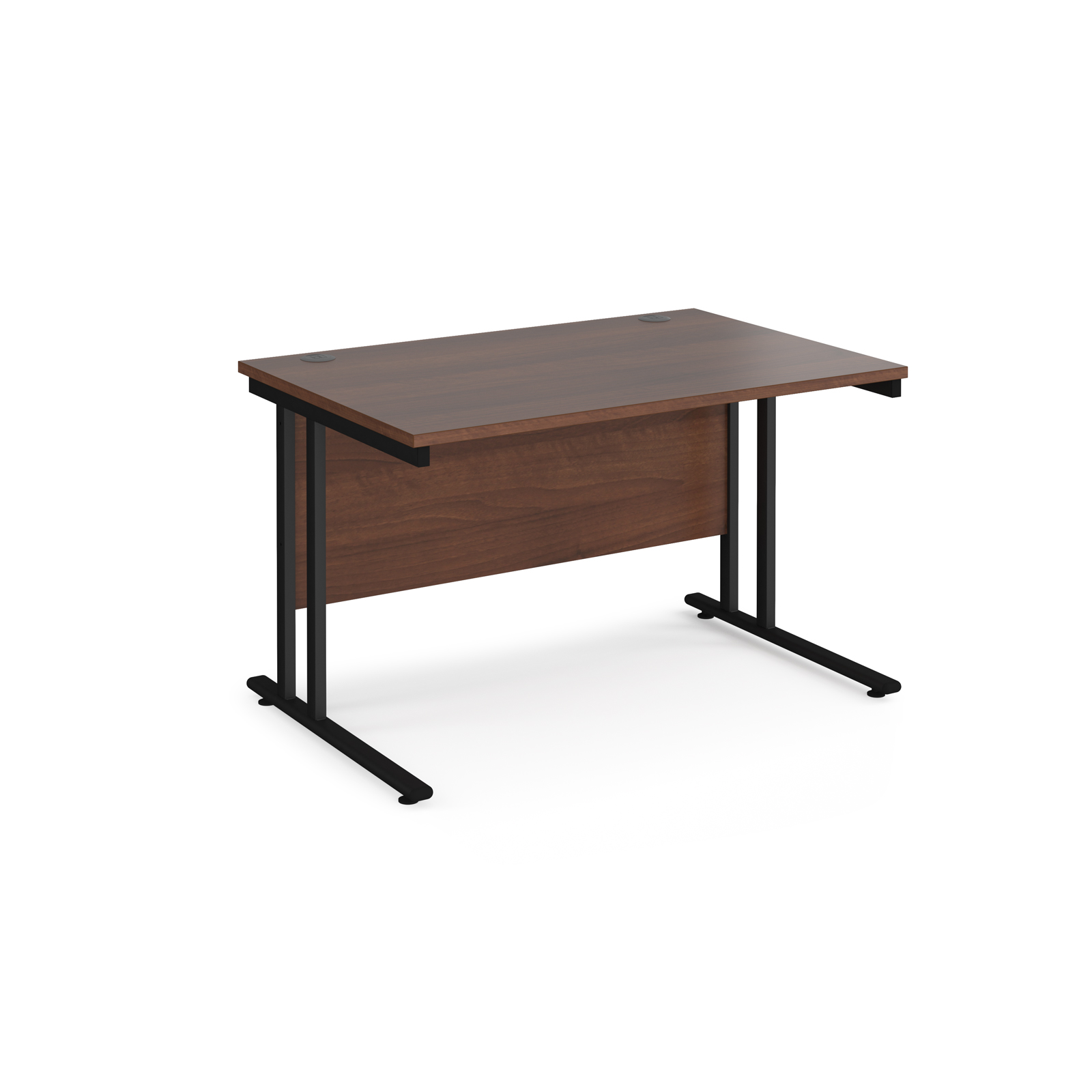 Rectangular Desks Maestro 25 straight desk 1200mm x 800mm - black cantilever leg frame, walnut top