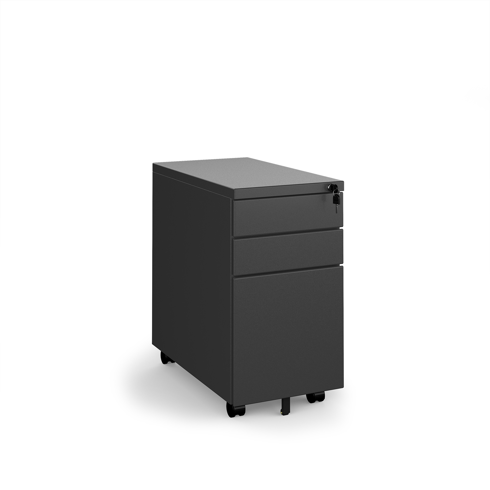 3 Drawer Steel 3 drawer narrow mobile pedestal - black