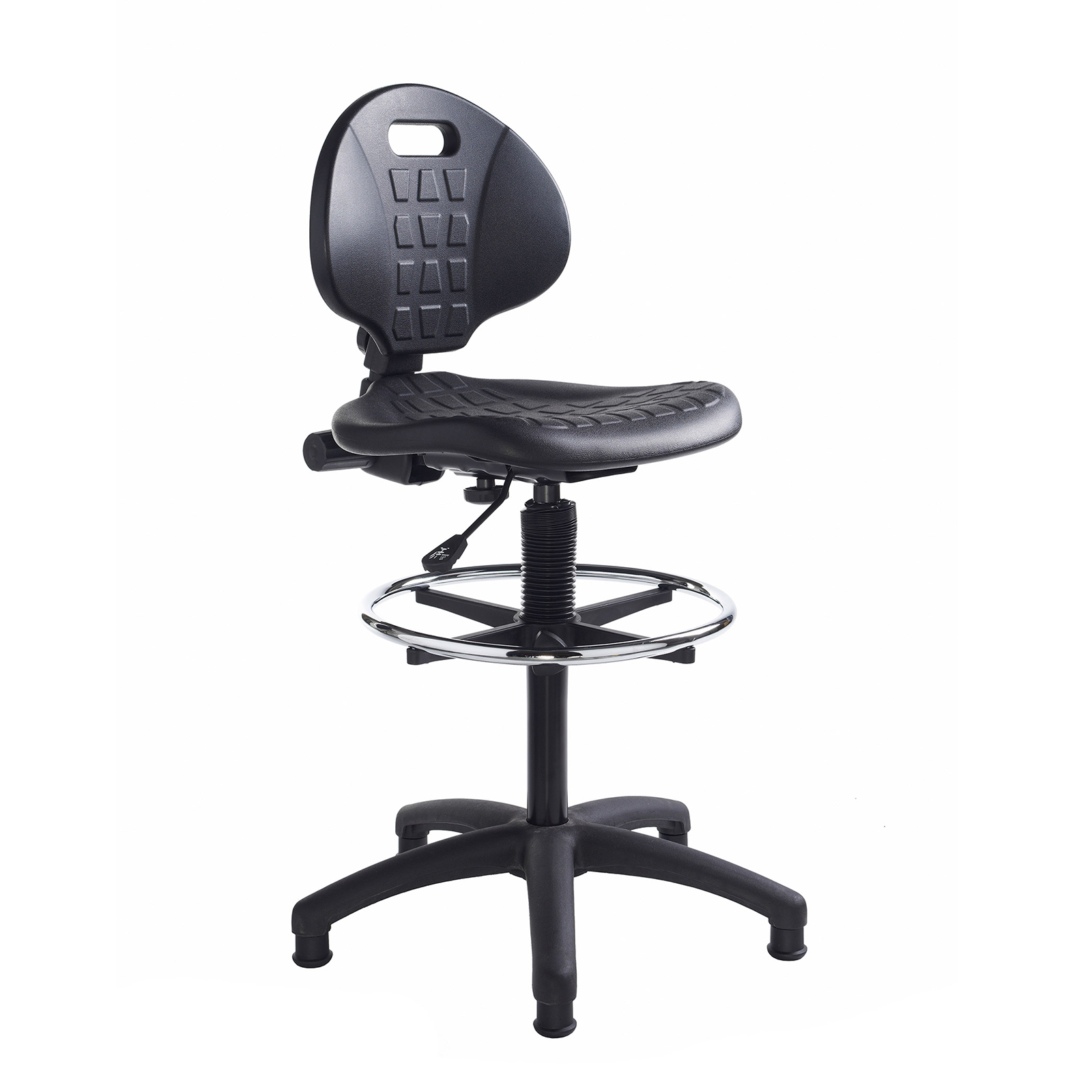 Desk Chairs Prema polyurethane industrial operator chair with contoured back support - black