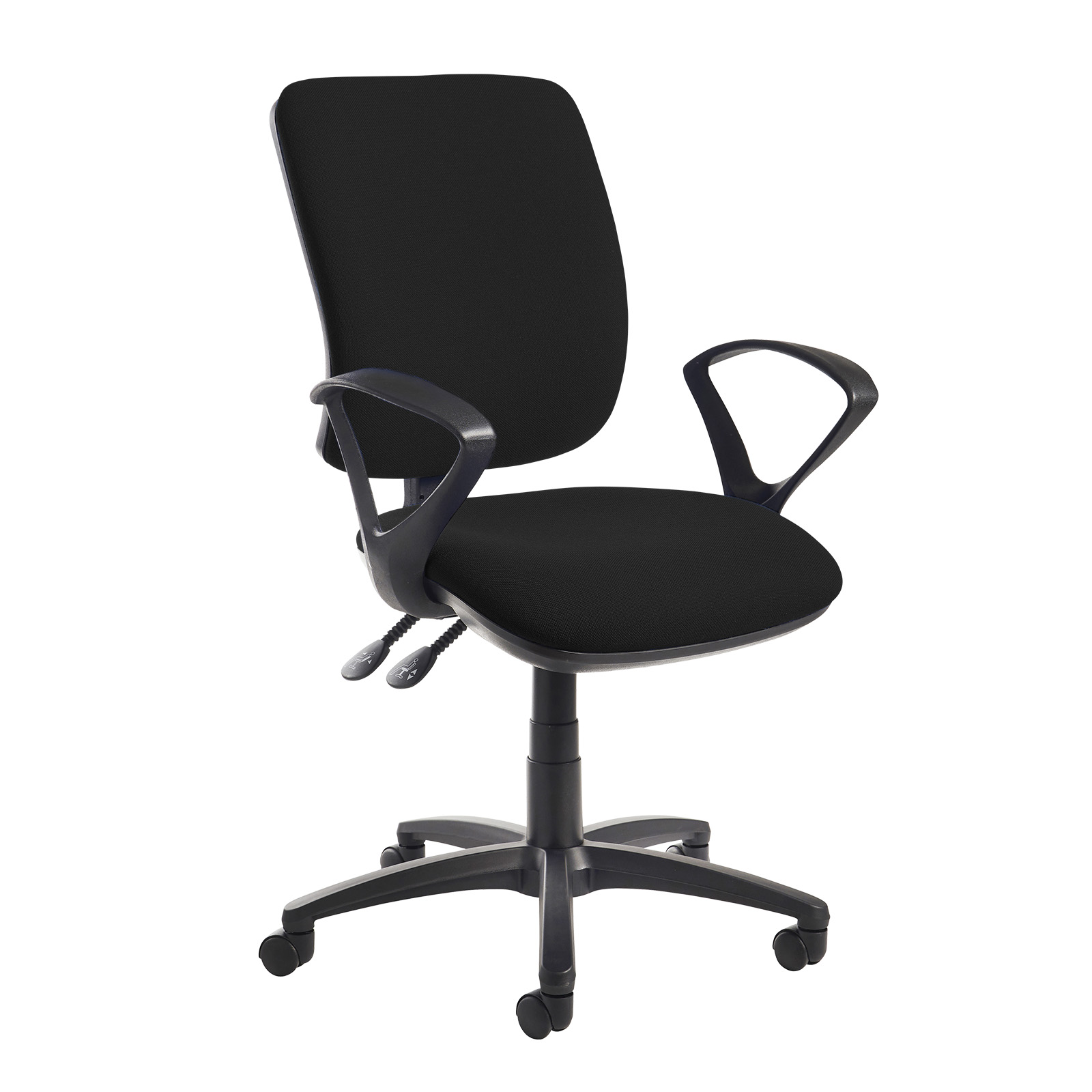 Desk Chairs Senza high back operator chair with fixed arms - black