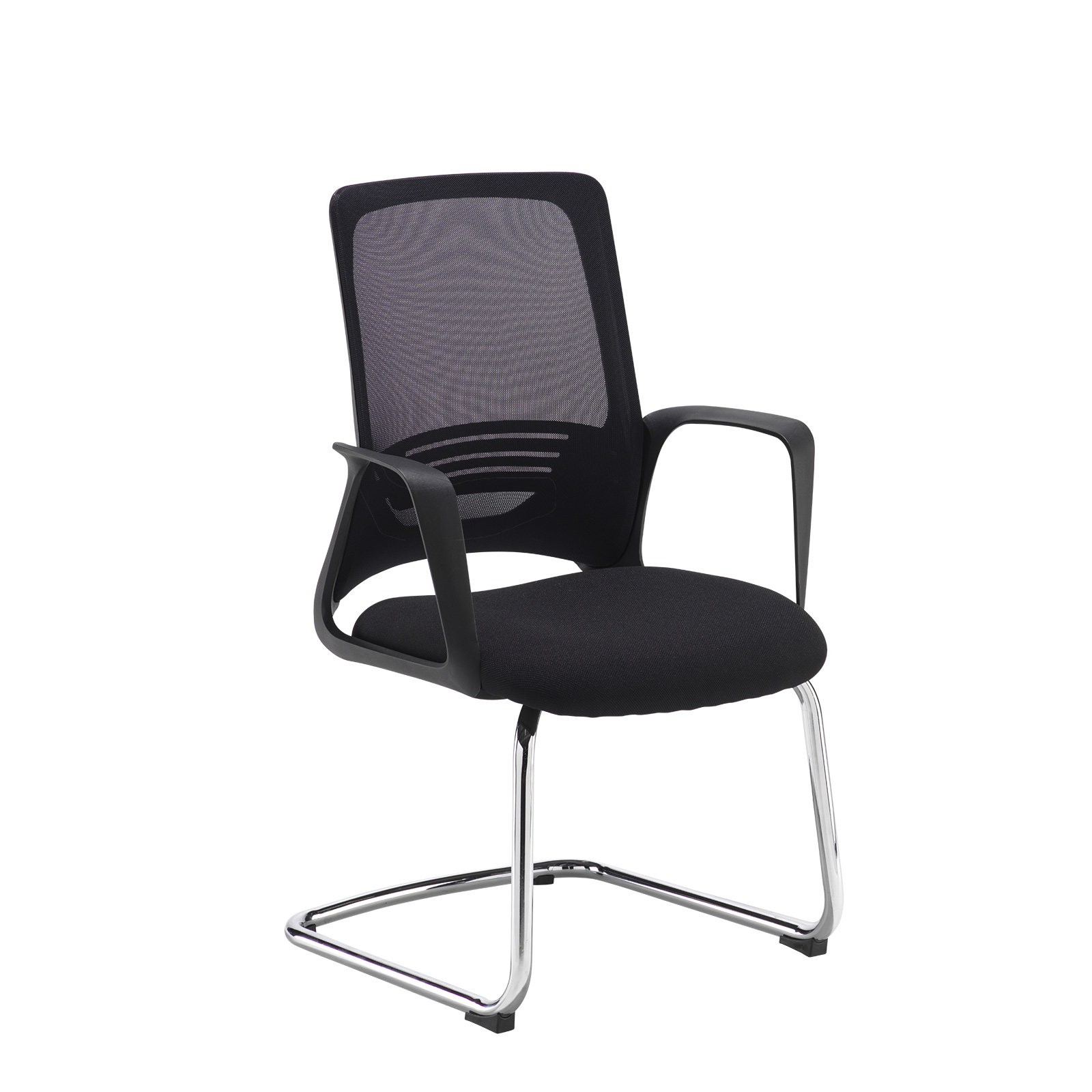 Desk Chairs Toto black mesh back visitors chair with black fabric seat and chrome cantilever frame