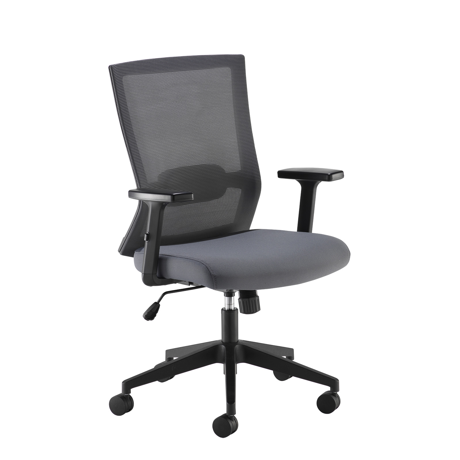 Desk Chairs Travis grey mesh back operator chair with grey fabric seat and black base